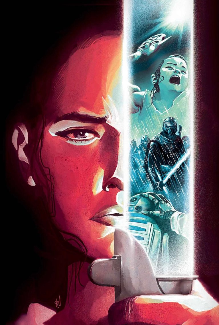 Rey confronts her past on Mike Del Mundo's cover to Star Wars: The Force Awakens Adaptation Vol. 1 #4 (2016), Marvel Comics