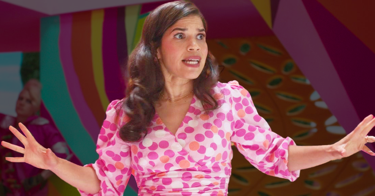 Gloria (America Ferrera) takes aim at the patriarchy in Barbie (2023), Warner Bros. Pictures