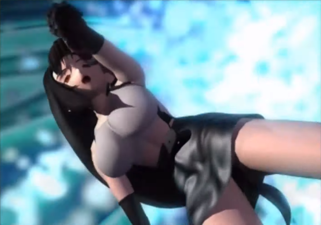 Tifa Lockhart is nearly knocked off her feet as Ultimate Weapons blasts off in Final Fantasy VII (1997), Square