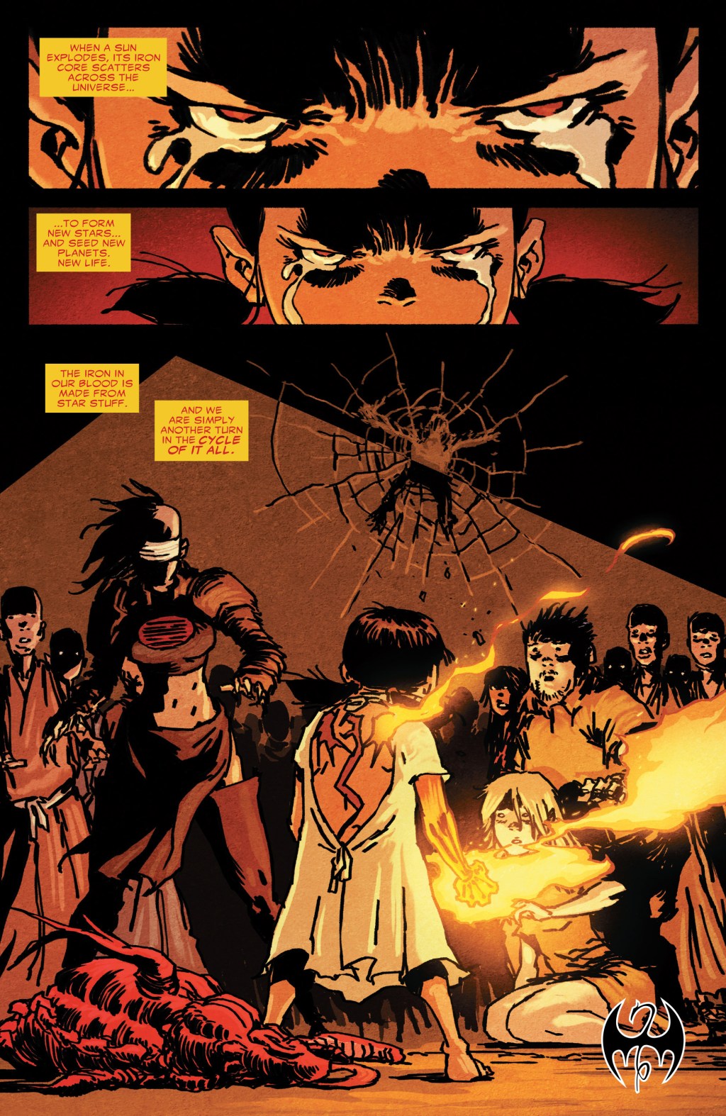 Pei is revealed as the next inheritor of the Iron Fist in Iron Fist: The Living Weapon Vol. 1 #11 "Redemption: Part Five" (2015), Marvel Comics. Words by Kaare Andrews, art by Kaare Andrews and Joe Caramagna.