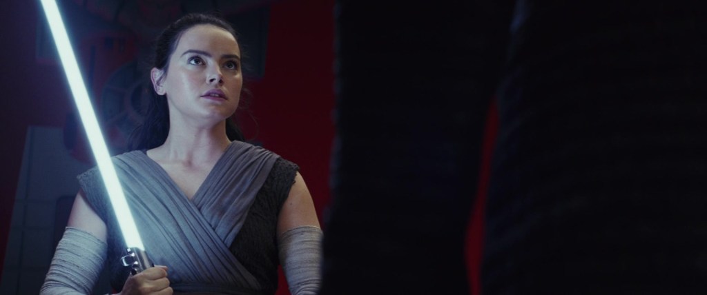 Rey (Daisy Ridley) prepares to fight alongside Kylo Ren (Adam Driver) in Star Wars: Episode IX - The Last Jedi (2017), Disney