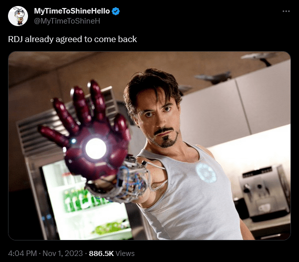 MyTimeToShineHello on Robert Downey Jr.'s potential return to the Marvel Cinematic Universe