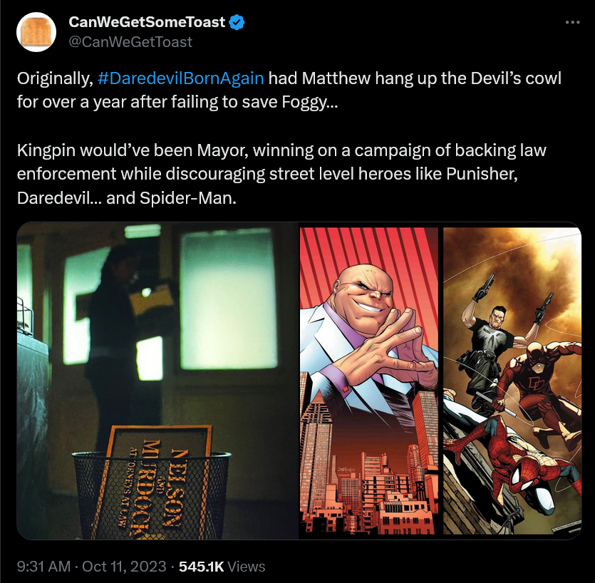 CanWeGetSomeToast weighs in on  the original version of 'Daredevil: Born Again'
