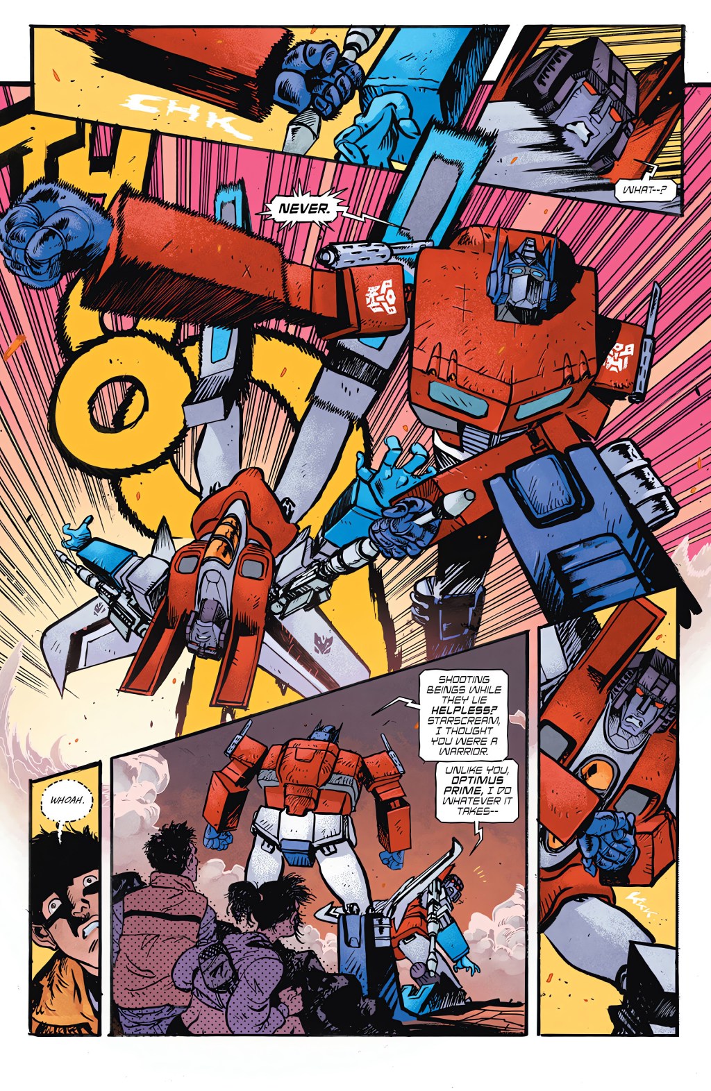 Transformers Issue #1 (2023), Skybound Entertainment. Words by Daniel Warren Johnson. Art by Daniel Warren Johnson and Mike Spicer.