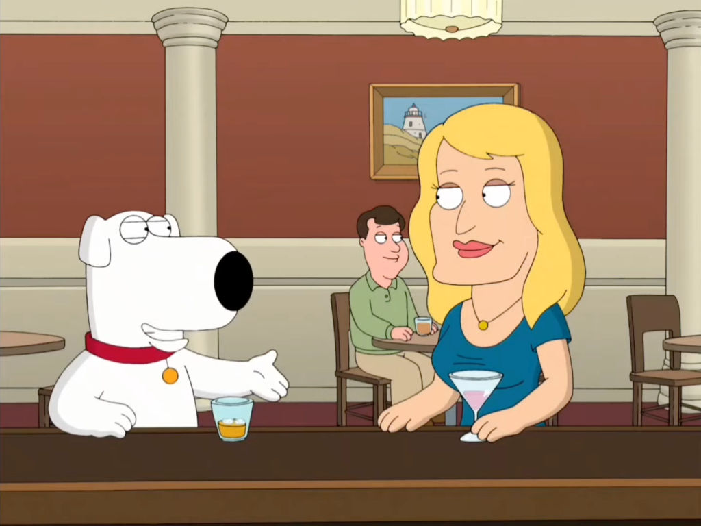 Brian Griffin (Seth MacFarlane) is in for a very unpleasant surprise in Family Guy Season 8 Episode 18 "Quagmire's Dad" (2010), 20th Century Fox