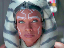 Ahsoka Tano (Rosario Dawson) listens to Grand Admiral Thrawn's (Lars Mikkelsen) final taunt in Ahsoka Season 1 Episode 8 "Part Eight: The Jedi, the Witch, and the Warlord" (2023), Disney
