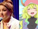 Jamie Marchi performs a medley of her favourite anime voices at the Liverpool Comic Con 2020 (video captured by YouTuber Amethyst tredecim) / Quetzalcoatl (Minami Takahashi) drops by for a visit with Tohru (Yuuki Kuwahara) in Miss Kobayashi's Dragon Maid Season 1 Episode 12 "Tohru and Kobayashi's Impactful Meeting! (We're Raising the Bar on Ourselves)" (2017), Kyoto Animation