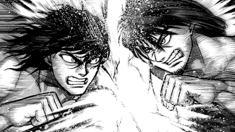 Tokita Ohma unleashes a Flashing Steel Blast against his brother Niko in Kenran Ashura Chapter 28 "Indestructible" (2019), Shogakukan