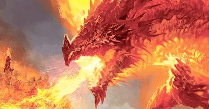 A dragon lights a village ablaze in Dungeons & Dragons' The Practically Complete Guide to Dragons (2023), Wizards of the Coast