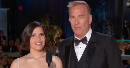America Ferrera & Kevin Costner present the award for Best Television Female Actor – Musical/Comedy Series at the 2024 Golden Globe Awards