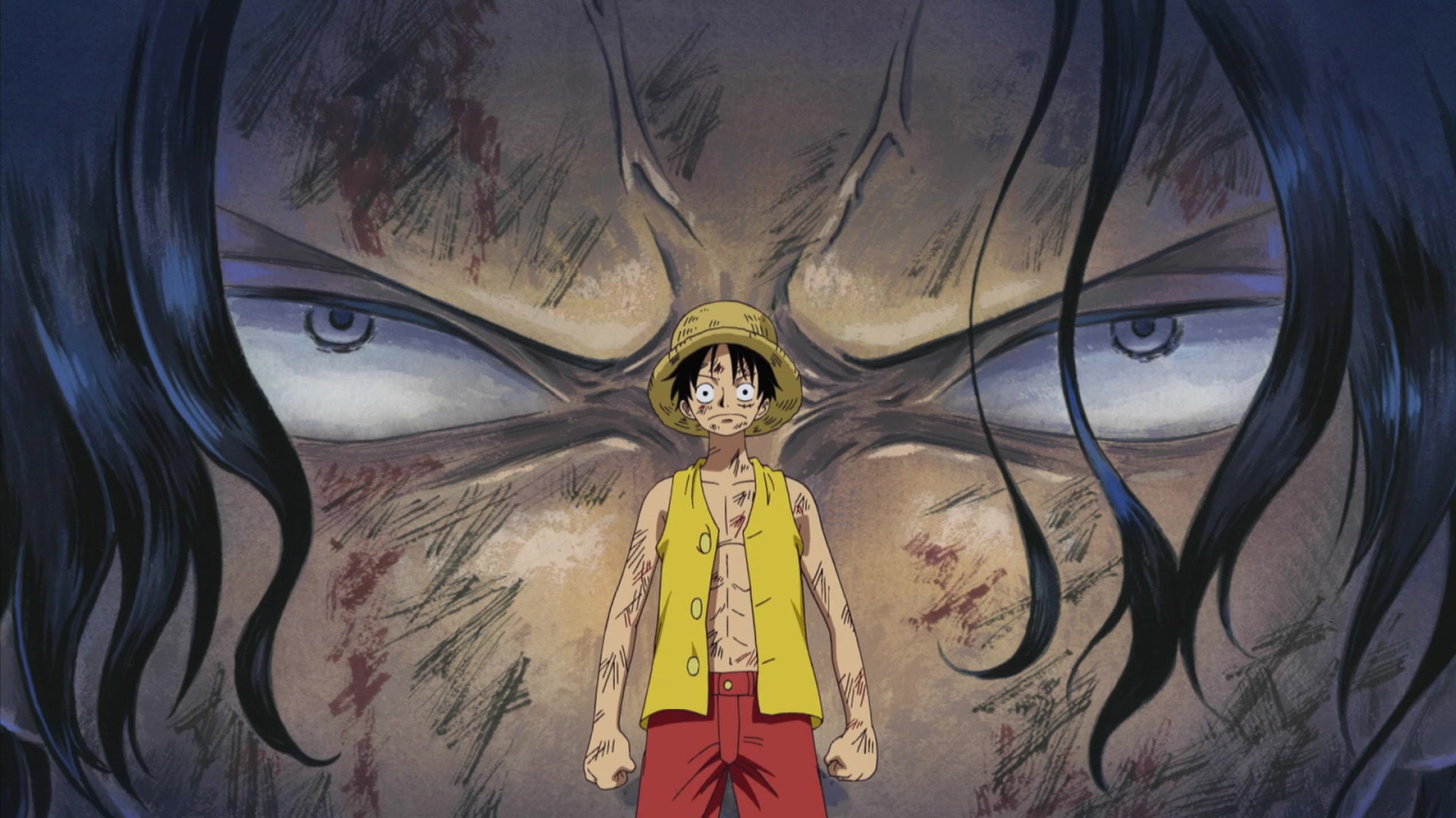 Portgas D. Ace e Monkey D. Luffy em One Piece Episódio 441″Luffy revive! O plano de fuga da prisão de Iva-san começa!! (2010), Animação Toei