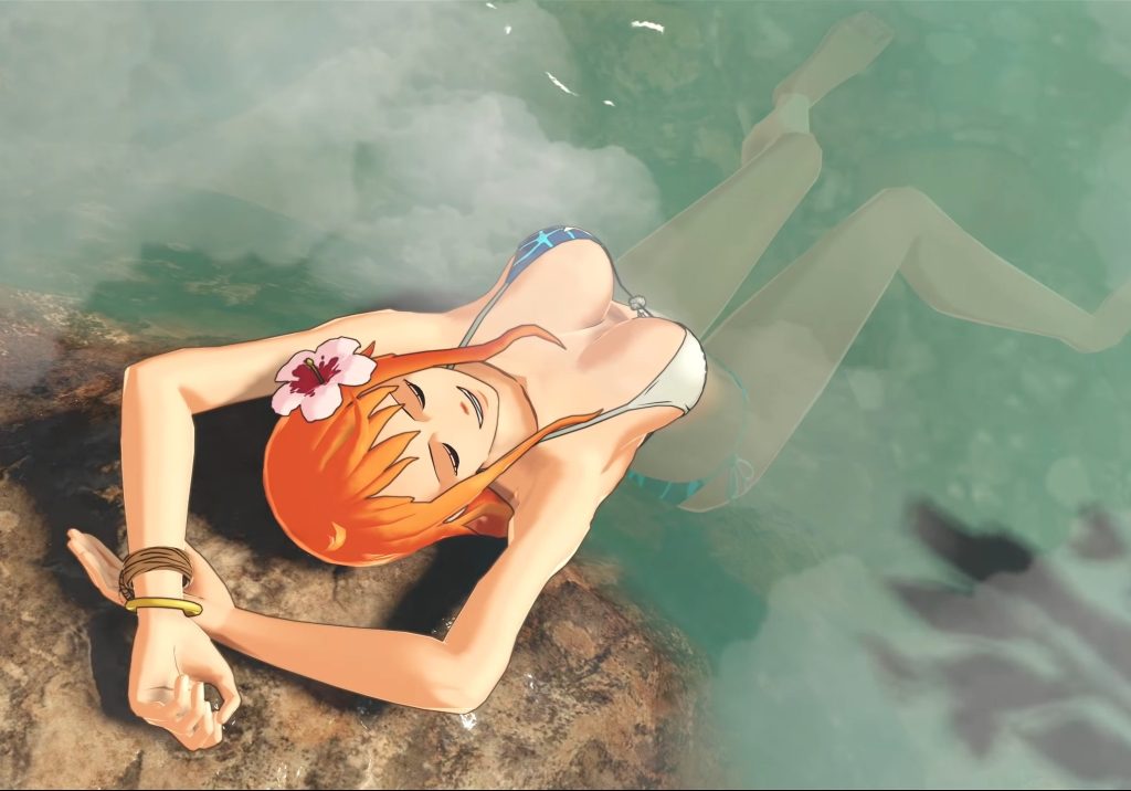 Nami (Akemi Okamura) takes a dip in One Piece: World Seeker (2019), Bandai Namco
