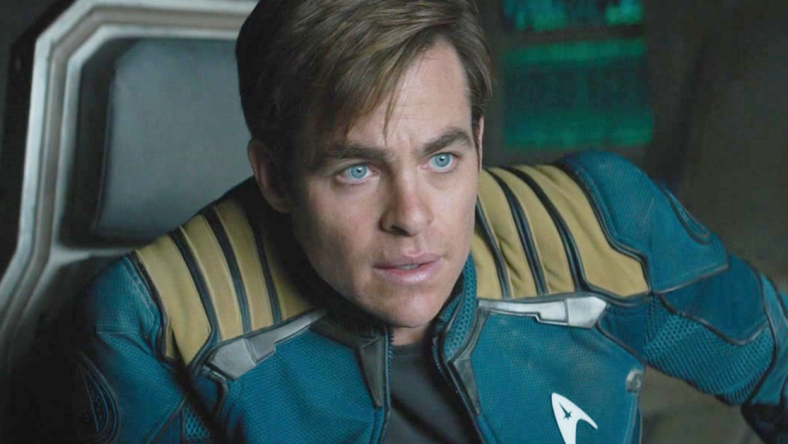 Captain Kirk (Chris Pine) takes a breather after crash landing the U.S.S. Enterprise in Star Trek Beyond (2016), Paramount Pictures