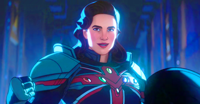 Captain Carter (Hayley Atwell) dons an Infinity Gem-infused armor in What If...? Season 2 Episode 9 "What If... Strange Supreme Intervened?" (2023), Marvel Entertainment