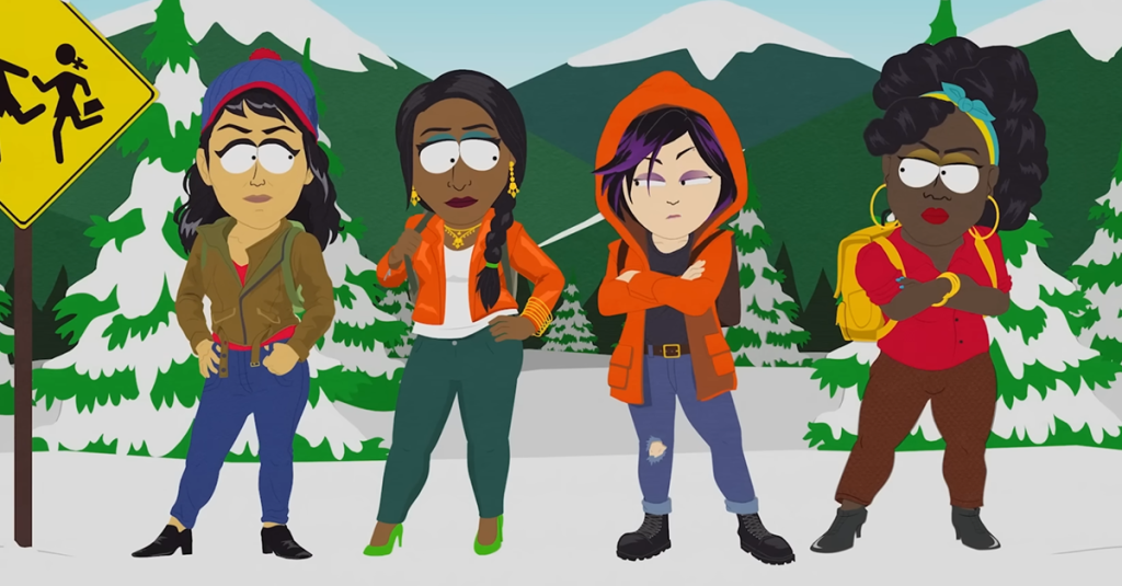 Stan, Kyle, Kenny and Cartman are race and gender-swapped in "South Park - Joining the Panderverse" (2023), Paramount+