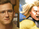 Lt. Robert "Bob" Floyd (Lewis Pullman) receives a razzing from his fellow pilots in Top Gun: Maverick (2022), Paramount Pictures / The Sentry and Iron Man come to blows on Adi Granov's cover to Iron Man Vol. 4 #10 "Execute Program (Part IV of VI) (2006), Marvel Comics