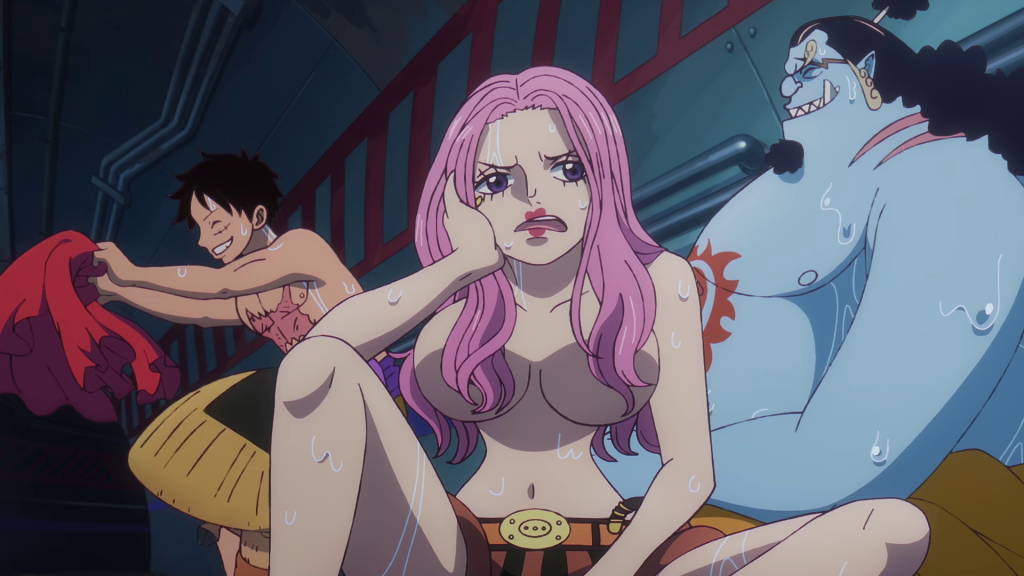 Jewelry Bonney (Reiko Takagi) feels out of place among the care-free natures of the Straw Hat Pirates in One Piece Episode 1090 "A New Island! Future Island Egghead" (2024), Toei Animation