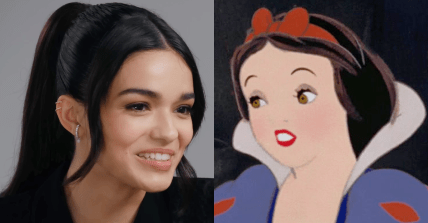 Rachel Zegler speaks with fellow Disney star Halle Bailey as part of Variety's 'Actors on Actors' interview series (2023), Variety / Snow White (Adriana Caselotti) recounts her story to her new hosts in Snow White and the Seven Dwarfs (1937), Disney