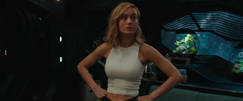 Captain Marvel (Brie Larson) proposes that the titular team undergo some training in The Marvels (2023), Marvel Entertainment