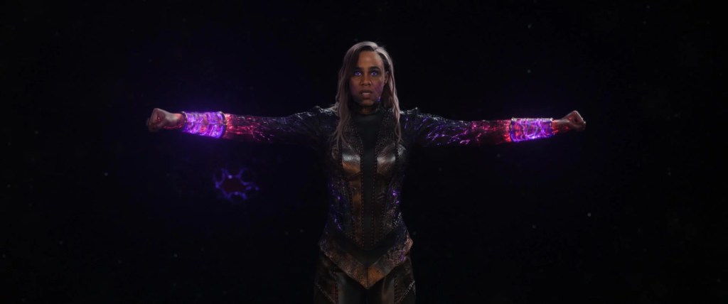 Dar-Benn (Zawe Ashton) prepares to activate the Quantum Bands in The Marvels (2023), Marvel Entertainment