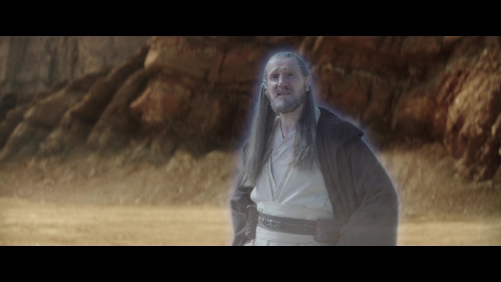 Qui-Gon Jinn's (Liam Neeson) Force Ghost appears before Obi-Wan (Ewan McGregor) in Obi-Wan Kenobi Season 1 Episode 6 (2022), Disney Plus