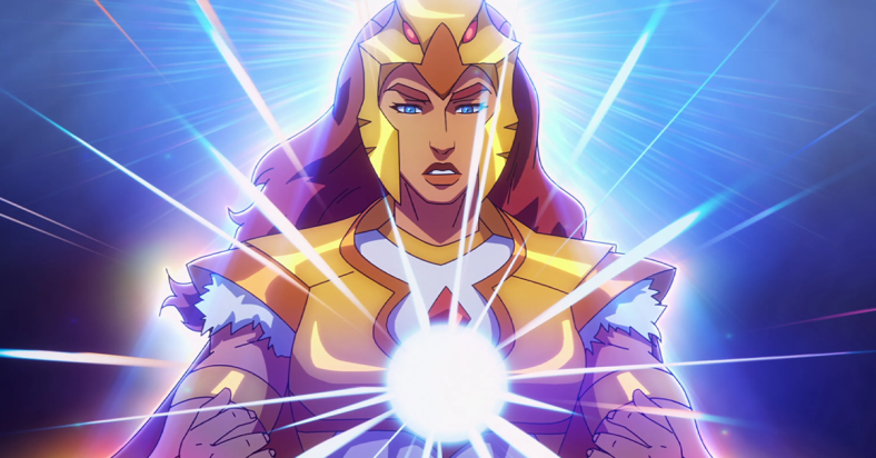 Teela (Melissa Benoit) unleashes her Sorceress form in Masters of the Universe: Revolution. Cr. COURTESY OF NETFLIX © 2023