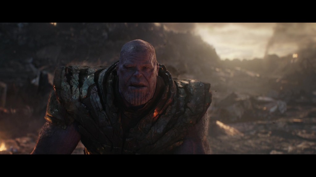 Thanos (Josh Brolin) is felled by Earth's Mightiest Heroes in Avengers: Endgame (2019), Marvel Studios