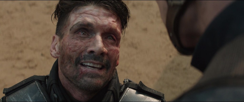 Crossbones (Frank Grillo) has an explosive message for Steve Rogers (Chris Evans) in Captain America: Civil War (2016), Marvel Entertainment