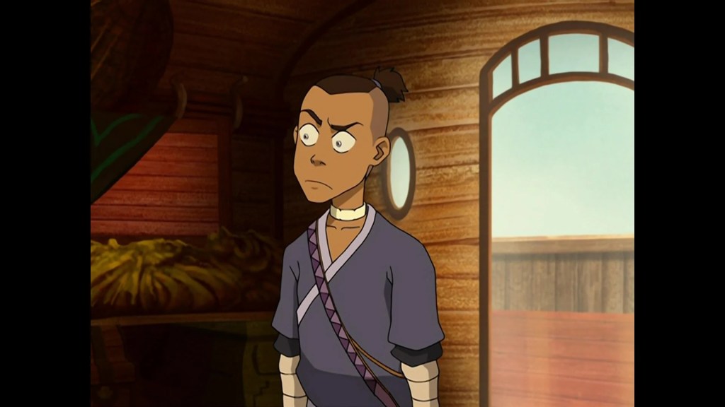 Sokka (Jack DeSena) is outraged at a local vendor's price gouging in Avatar: The Last Airbender Season 1 Episode 9 "The Waterbending Scroll" (2005), Nickelodeon