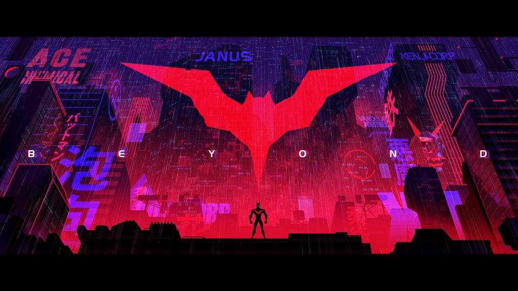 Terry McGinnis surveys the skies of Neo Gotham in Yuhki Demer's concept art for his and Brian Harpin's unrealized Batman Beyond animated film