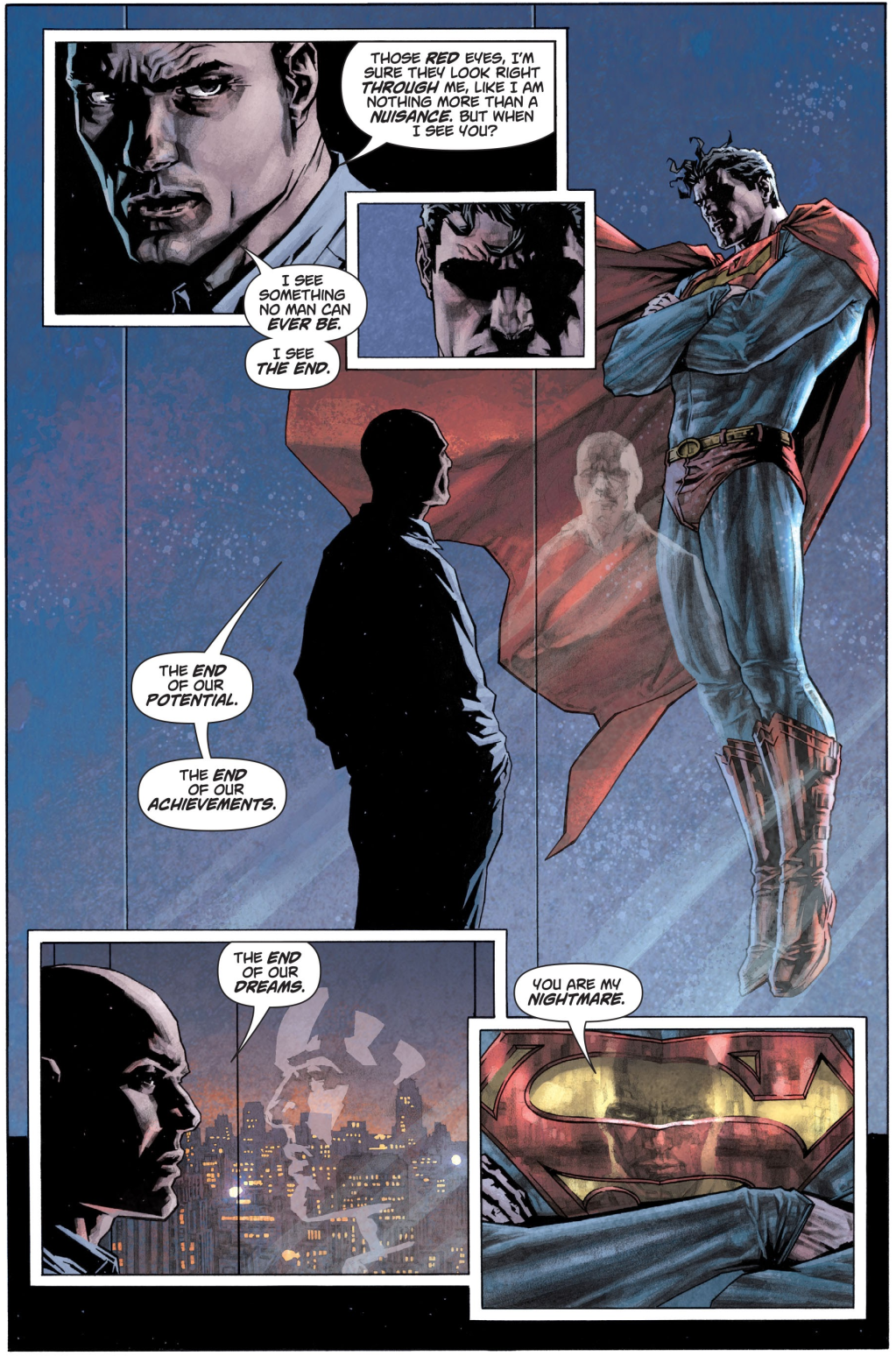 Lex Luthor reiterates his disdain for Superman's alien origin in Lex Luthor: Man of Steel Vol. 1 #1 (2005), DC. Words by Brian Azzarello, art by Lee Bermejo, Dave Stewart, and Rob Leigh.