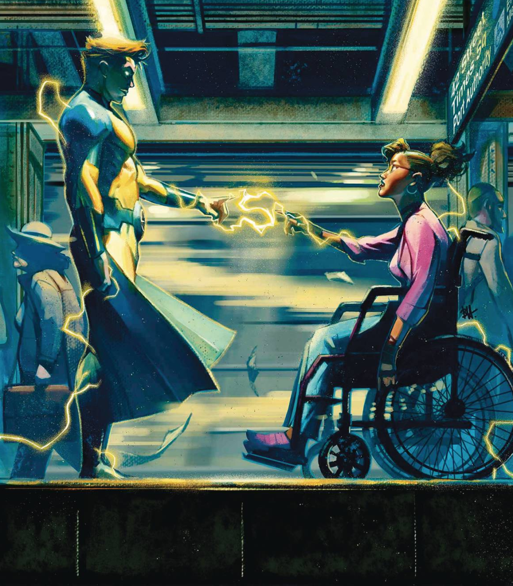 Ryan Topper reaches out to Mallory Gibbs on Ben Harvey's cover to Sentry Vol. 4 #3 "Legacy: Part III" (2024), Marvel Comics