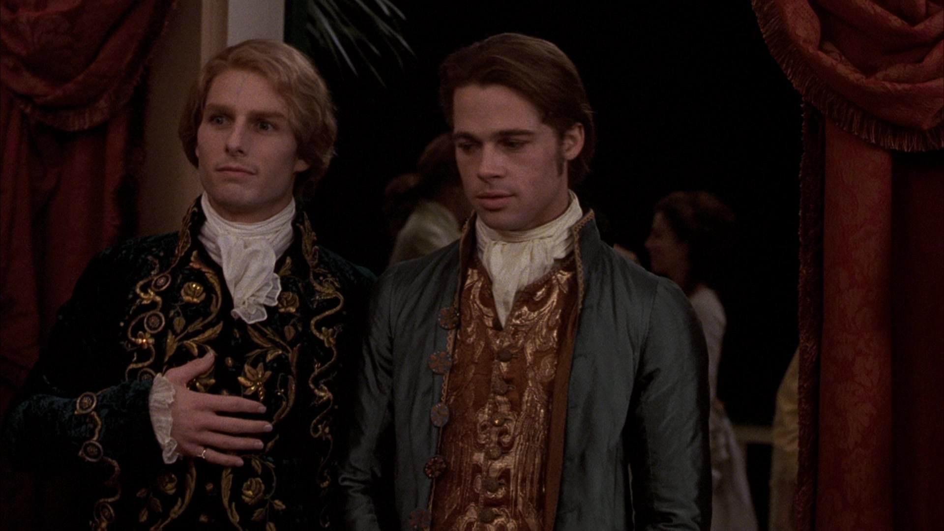 Tom Cruise as Lestat de Lioncourt and Brad Pitt as Louis de Pointe du Lac in Interview with the Vampire (1994), Warner Bros. Pictures