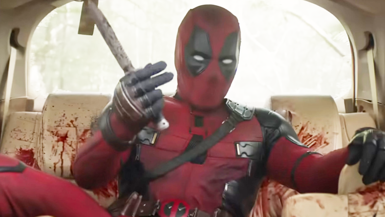 Deadpool (Ryan Reynolds) shows that he means business in Deadpool & Wolverine (2024), Marvel Entertainment
