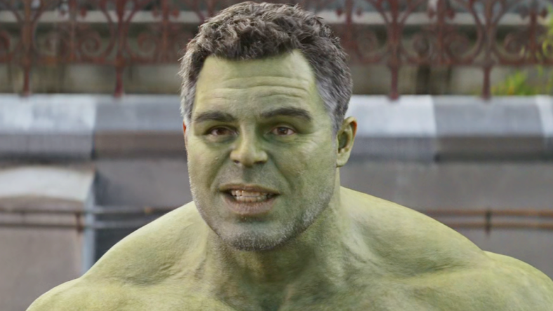 The Hulk (Mark Ruffalo) attempts to take the Time Stone from The Ancient One (Tilda Swinton) in Avengers: Endgame (2019), Marvel Entertainment
