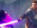 Cal Kestis (Cameron Monaghan) bests Bode (Noshir Dalal) in a lightsaber duel in Star Wars Jedi: Survivor (2023), Respawn