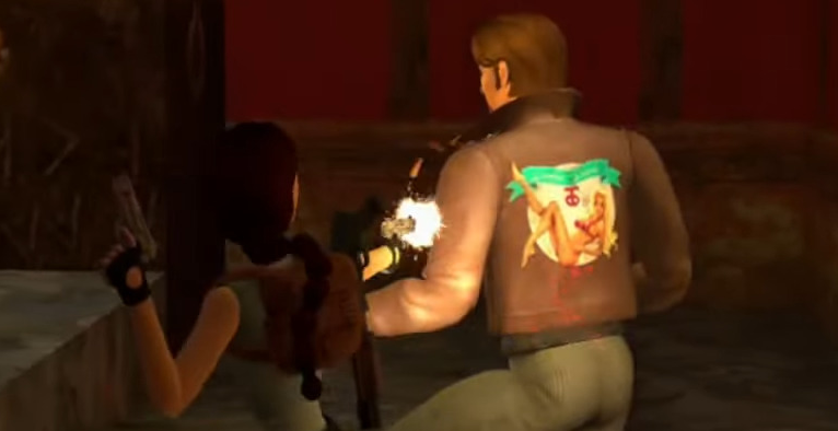 A close-up of Pierre DuPont's censored jacket in Tomb Raider I-III Remastered (2023), Crystal Dynamics