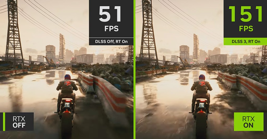 Nvidia compares RTX DLSS technology in a demonstration video of Cyberpunk 2077 (2020), CD Projekt Red