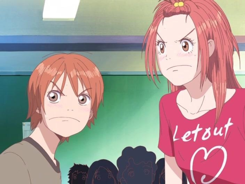 Hitomi Otani (Howard Wang) and Risa Koizumi (Amber Lee Connors) in Lovely Complex Episode 1 "Summer of 1st Grade! I Will Get Myself a Boyfriend!" (2007), Toei Animation.
