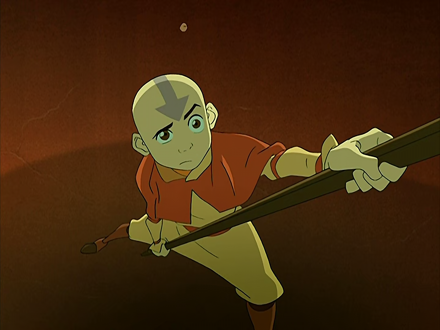 Aang (Zach Tyler Eisen) is unsure about his victory over King Bumi (Andre Sogiluzzo) in Avatar: The Last Airbender Season 1 Episode 5 "The King of Omashu" (2005), Nickelodeon