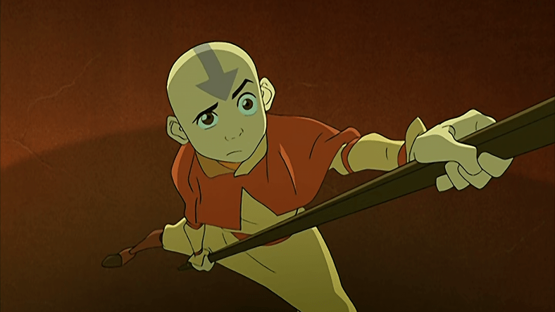 Aang (Zach Tyler Eisen) is unsure about his victory over King Bumi (Andre Sogiluzzo) in Avatar: The Last Airbender Season 1 Episode 5 "The King of Omashu" (2005), Nickelodeon