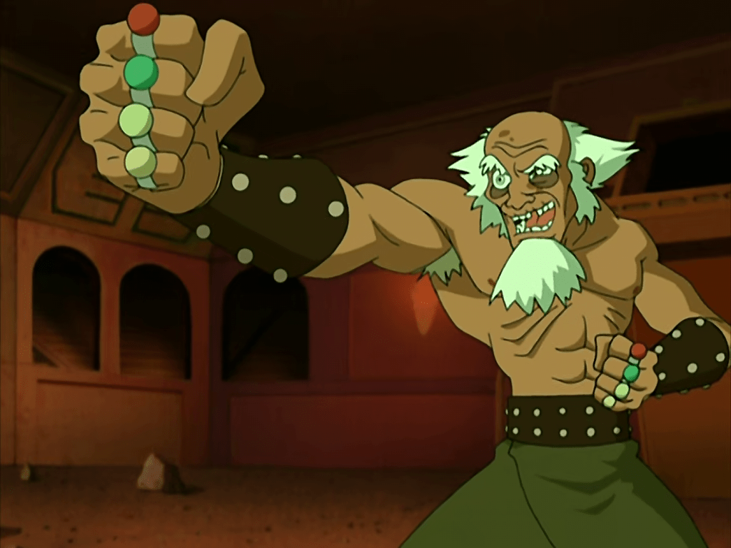 King Bumi (Andre Sogiluzzo) unleashes his Earth Bending skills in Avatar: The Last Airbender Season 1 Episode 5 "The King of Omashu" (2005), Nickelodeon