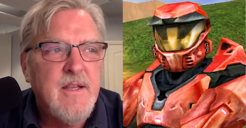 Halo series composer Martin O'Donnell reflects on his career during an appearance on the FTW! podcast (2023) / A Red Spartan takes aim in Halo: Combat Evolved (2001), Bungie