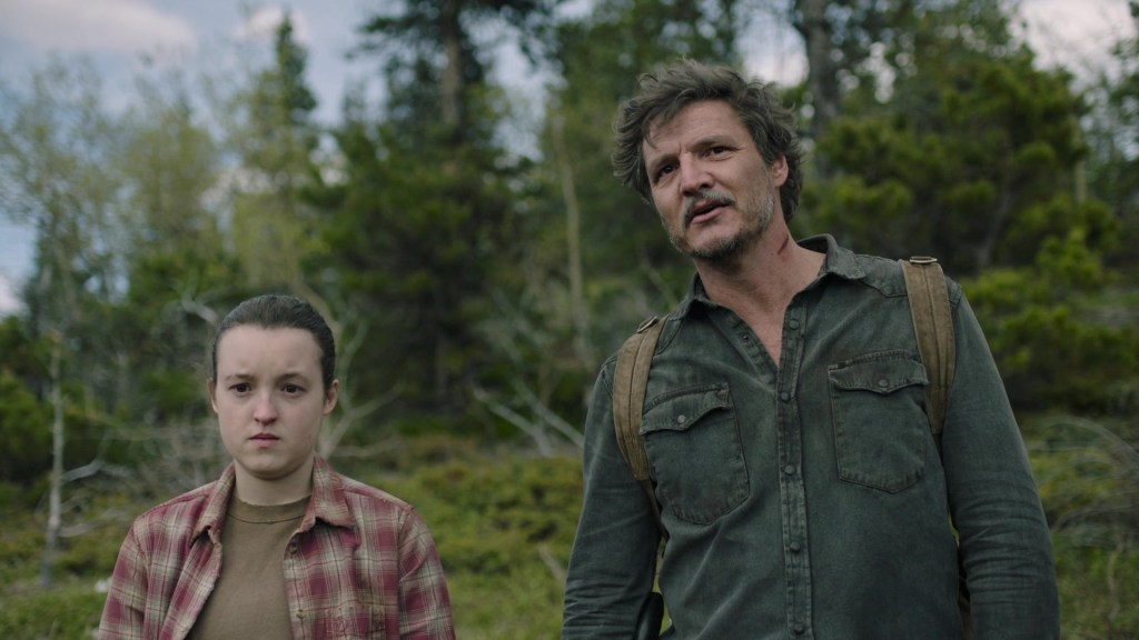 Joel (Pedro Pascal) and Ellie (Bella Ramsey) prepare themselves to continue seeking out safer pastures in The Last of Us Season 1 Episode 9 "Look for the Light" (2023), HBO
