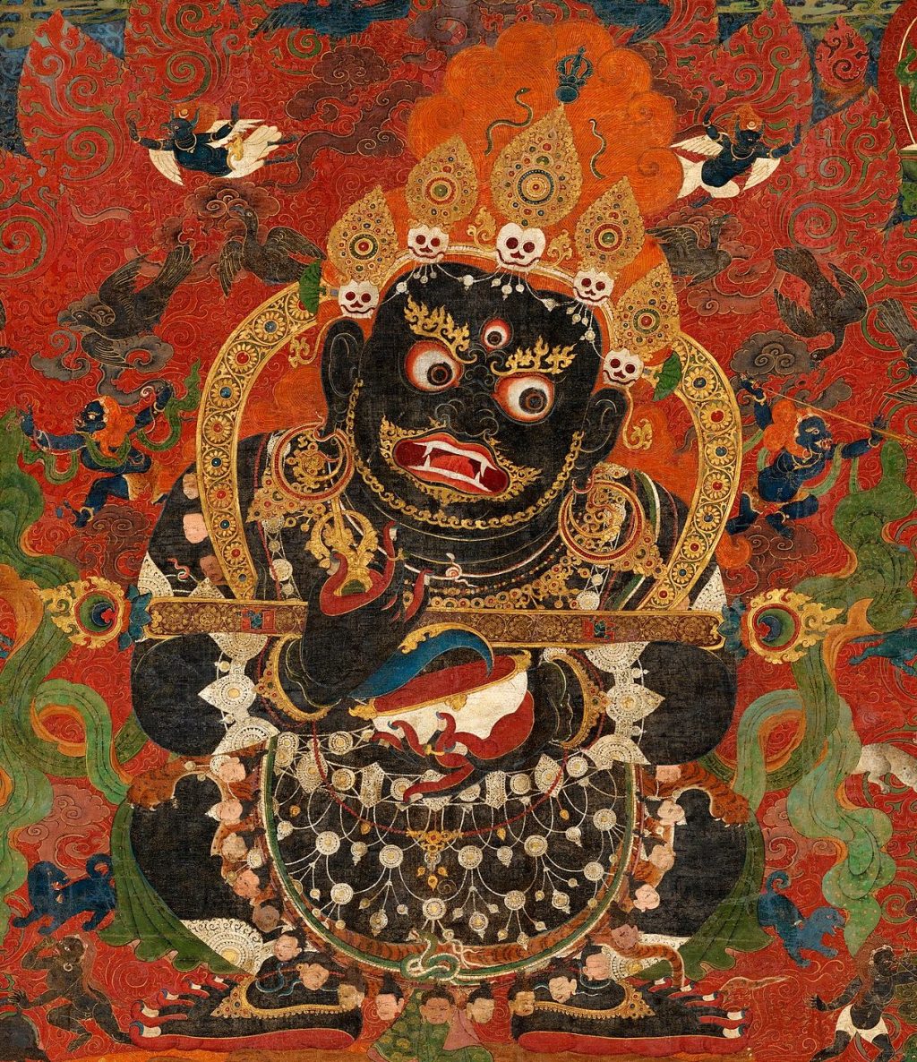 Tibetan thangka from AD 1500, Mahakala, Protector of the Tent, Central Tibet via Wikimedia Commons