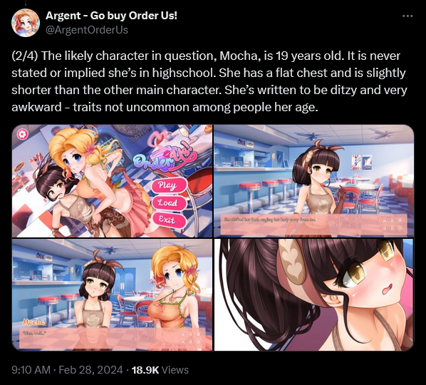 Argent weighs in on Steam's banning of their adult dating sim 'Order Us!'