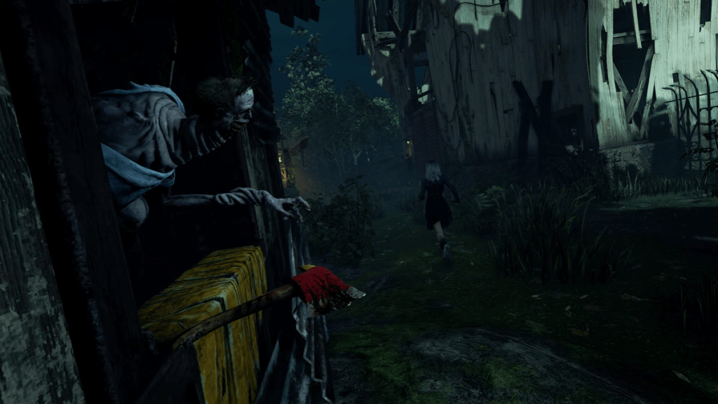 The Unknown (Zoey Alexandria) catches a glimpse of Sable Ward (Liz Morey) in Dead by Daylight (Behaviour Interactive), 2016