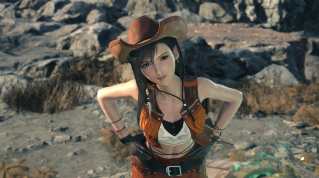 Tifa (Ayumi Ito) teases Cloud (Takahiro Sakurai) in Final Fantasy VII Rebirth (2023), Square Enix