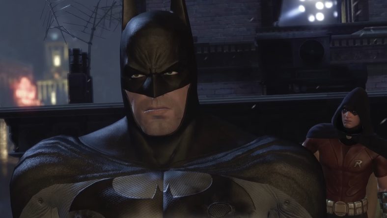 Batman (Kevin Conroy) tells Robin (Troy Baker) to focus his efforts on Gotham City in Batman: Arkham City (2011), Rocksteady Studios