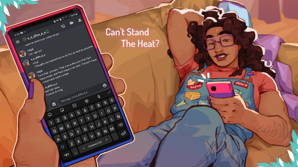 Inaya Saifi gets a text in ValiDate: Struggling Singles in Your Area (2022), Veritable Joy Studios